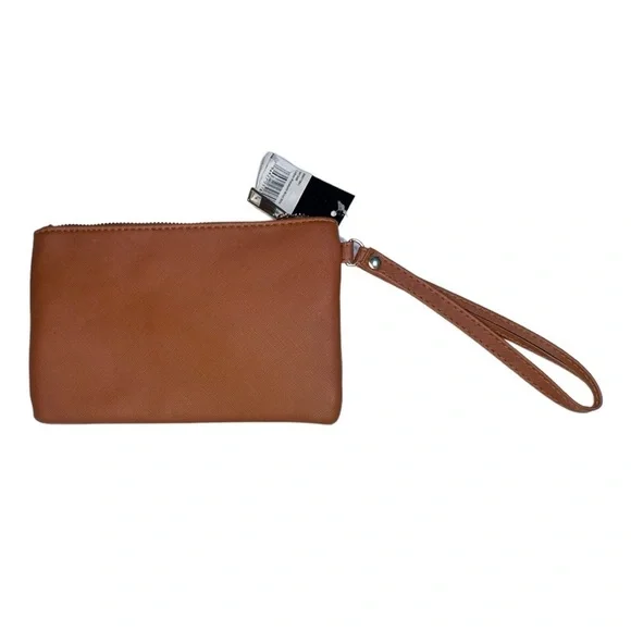 Rebecca & Rifka Saffiano Vegan Leather Wristlet NWT in Cognac - Picture 2 of 4